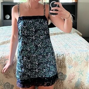 Aerie Green and Blue Floral Dress